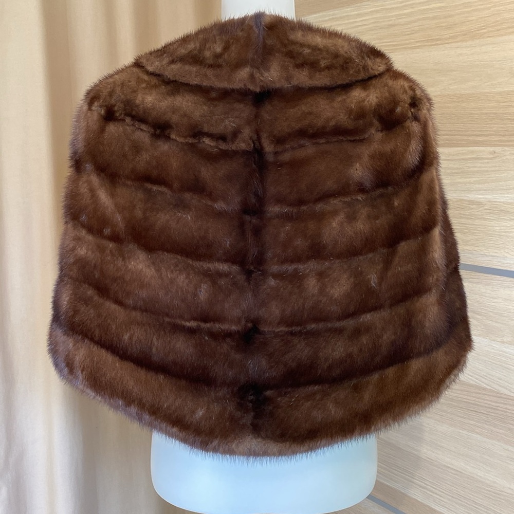 Vintage Brown Mink Fur Capelet Shawl Wrap One Size Luxury Evening Jacket - Picture 4 of 12